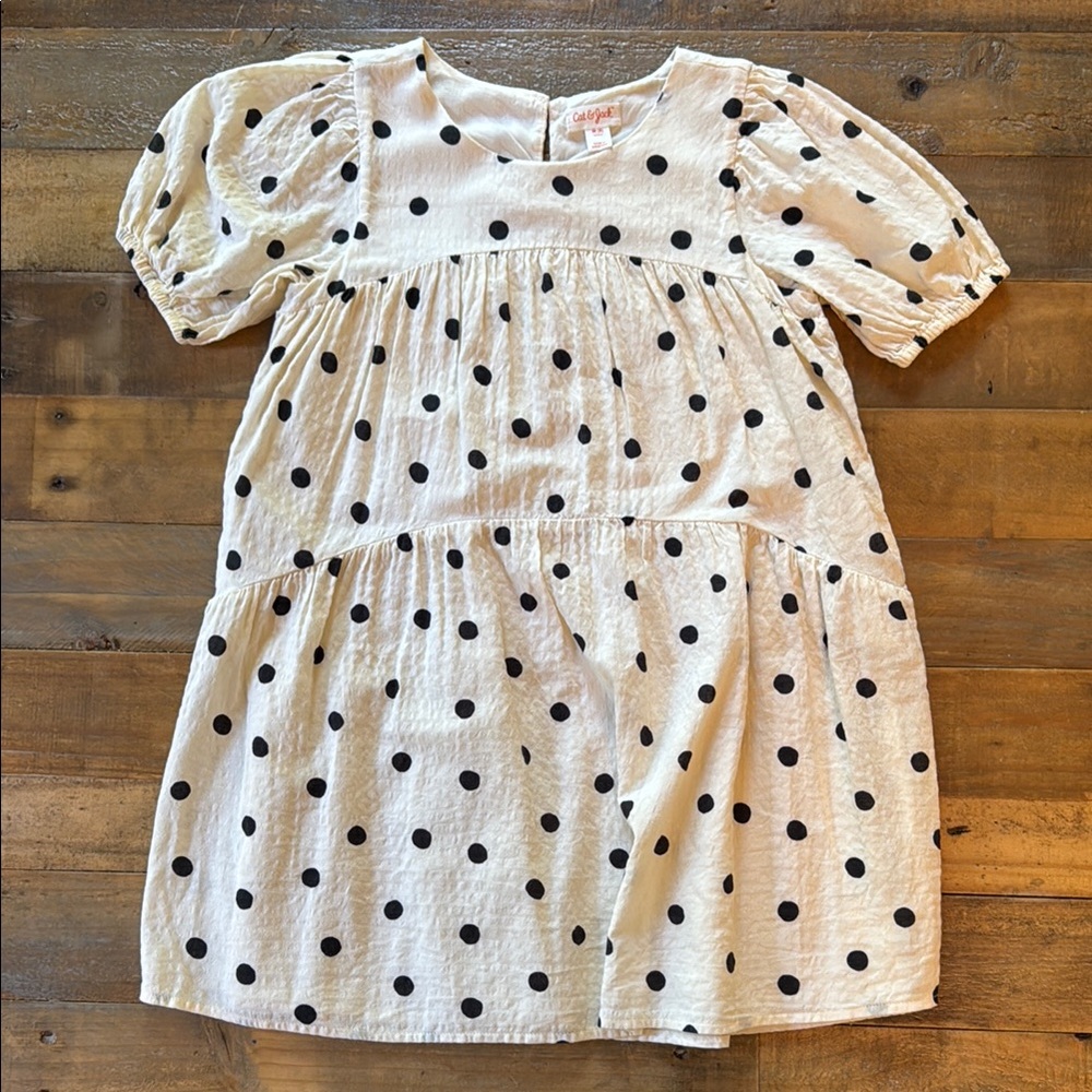 Cat & Jack off-White & Black Casual girls Dress. Cotton-rayon. EUC worn once
